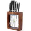 PAUDIN Ceppo coltelli set, set coltelli da cucina 7 pezzi affilati con ceppo in legno,coltello da cucina professionali con coltello da pane in acciaio inossidabile di alta qualità e manico in ABS
