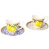 Keyhomestore- Coppia di Tazzine in Ceramica, decorate con Limoni color Giallo, Altezza cm 7, Ideali per le pause Caffè e Thé, per le colazioni oppure idea regalo