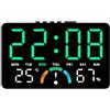 NexRen Orologio da parete elettronico con ampio display con ora, giorno, temperatura, umidità, sveglia e livello di comfort, per montaggio a parete o scrivania (verde)
