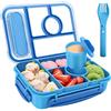 Amathley Porta Pranzo Bambini,Bento Box,Lunch Box,1300ML-5 Scomparti Porta Pranzo Ermetico con Posate Pcatola Per Salse,Sicuro Per Microonde,Lavastoviglie e Congelatore,Privo Di BPA