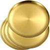 AUSHOPLAH Set di 4 piatti piani in acciaio inox da 30 cm, piatti piani in metallo, piatti rotondi per pizza e pasta (confezione da 4, oro, 30 cm)