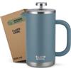 Campo Libre.® GIORGIO - French Press in Acciaio Inossidabile, Doppia Parete Isolata - Caffettiera Francese con Filtro di Ricambio - Lavabile in Lavastoviglie - Blu, 600ml