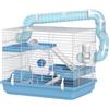PawHut Gabbia per criceto portatile, gabbia per criceto con capanna, ciotola, ruota da corsa, bottiglia d'acqua, posatoi, scale, sistema di tubi, 47,5 x 31,5 x 29,5 cm, blu chiaro