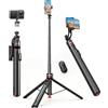 GRIFEMA Treppiede Smartphone Bastone Selfie, GRIFEMA 69" Treppiede Auto Pop-Out per iPhone, Fotocamera & Vlogging, Altezza Regolabile a 7 Livelli, Supporto Girevole 360°, Telecomando Bluetooth, Alluminio,
