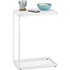 Relaxdays Tavolino da Divano a Forma di C, HLP: 60x30x45 cm, Tavolo da Salotto e Camera da Letto, Acciaio e MDF, Bianco