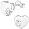 EYS Jewelry, orecchini da donna a forma di cuore, in argento Sterling 925, con zirconi bianchi, 7 x 8 mm
