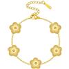 Fimhut Bracciale placcato oro 18 carati con tocco italiano, braccialetto della fortuna, non sbiadisce, carino e squisito, gioiello alla moda con fiore portafortuna, regalo da donna, Bronzo, Senza
