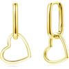 Glintara Orecchini a cerchio per donne e ragazze, orecchini Huggie in argento Sterling 925 con ciondolo geometrico a forma di cuore a stella, orecchini a cerchio in argento con zirconia cubica