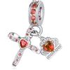 YOUFENG Jewellery Ciondolo a forma di croce in argento, adatto per braccialetti Pandora, corona di compleanno, ciondoli pendenti, gioielli regalo per donne, Zirconia cubica