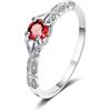Bellitia Jewelry Anello con Granato Rosso Argento 925 Anelli Donna con Pietra del mese di nascita, Regalo per San Valentine, Natale, Compleanno, Anniversario, Gioielli Donna