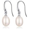 jiamiaoi Orecchini Perle bianco Pendenti Argento 925，Oro Bianco 18 Carati, Diamanti Simulati