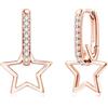 Glintara Orecchini a cerchio per donne e ragazze, orecchini Huggie in argento Sterling 925 con ciondolo geometrico a forma di cuore a stella, orecchini a cerchio in argento con zirconia cubica