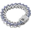 Halukakah Catena a Maglie Cubane per Bambini Ragazzi Adolescenti - Catena 13MM Iced Out Blu FUJI Diamanti,Finitura Oro Bianco Platino Bracciale 18cm,Incastonati a Mano,per 8-16 Anni,con Scatola Regalo