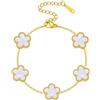 Fimhut Bracciale placcato oro 18 carati con tocco italiano, braccialetto della fortuna, non sbiadisce, carino e squisito, gioiello alla moda con fiore portafortuna, regalo da donna, Bronzo, Senza