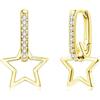 Glintara Orecchini a cerchio per donne e ragazze, orecchini Huggie in argento Sterling 925 con ciondolo geometrico a forma di cuore a stella, orecchini a cerchio in argento con zirconia cubica