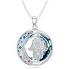 enjoylifecreative Collana da donna con 7 chakra, in argento Sterling 925, tripla luna, dea, loto, hamsa, ciondolo a mano, chakra, spirituale, idea regalo per donne e ragazze, 20 mm, Argento sterling
