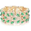 EVER FAITH Bracciale da donna con strass scintillanti cristallo vintage floreale foglia regolabile elastico per festa di nozze chiaro tono argento, Cristallo