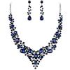 EVER FAITH Parure Gioielli Donna Rhinestone Cristallo Fiore Vite lacrima Sposa Festa Set Orecchini Collana Blu Argento-Fondo