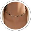 Yienate Collana girocollo in stile bohémien, con cristalli verdi dorati, vintage, con piccoli cristalli smeraldi, girocollo minimalista con strass verdi e perline satellitari, gioiello per costume da