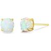 FANCIME Orecchini a perno in oro giallo 585 da 14 carati, con gemme naturali e sintetiche, per donne, ragazze, mamma, diametro: 6 mm, Opale, 2003503
