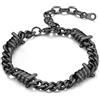 Bandmax Bracciale Uomo a Catena Cubana di Spine in Acciaio Inossidabile, Braccialetto Nero HipHop Punk Rock, Larghezza 7MM Grosso Catenine Accessori