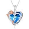enjoylifecreative Collana con cuore a forma di fiore di rosa con iniziale C collana con lettera dell'alfabeto in argento sterling 925 ciondolo con cristallo a forma di cuore con iniziale, regalo per mamma e figlia