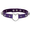 MILAKOO Collana girocollo in pelle PU a forma di cuore in stile punk con rivetti a spillo, 14-15.5, Pelle sintetica, Non pietra preziosa