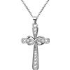 JewelryWe Collana da donna in acciaio inox con ciondolo a forma di crocifisso con catena regalo per donna ragazza argento, 46 cm + 5 cm Extender, Acciaio inossidabile