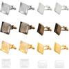 PH PandaHall 24 pezzi 3 colori ottone gemelli polsino bottoni pad 16 mm vassoio quadrato lunetta gemelli vuoti con cabochon trasparente per camicia panno accessori, Ottone Vetro