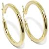 Never say Never Orecchini a cerchio in oro giallo 18 carati con un tubo tondo largo 3 mm per 2,60 cm di diametro esterno. Il peso; 2,30 grammi di oro 18k