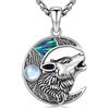 Odinstone Collana vichinga da uomo in argento sterling 925 con lupo e luna - Collana vichinga da donna - Gioiello nordico - Regalo
