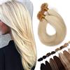 SEGO Extension Capelli Veri Cheratina 200 Ciocche Bionde 100% Remy Human Hair Indiani 100g 45cm U Tip Hair Extensions Invisibili #60 Biondo Platino