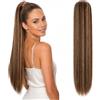 CAISHA 55cm Coda Capelli Nina Con Coulisse Capelli Extensions Finta Per Donna Posticcio Per Capelli Liscio Mix Biondo Rosso-Marrone PH511