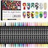 Kalolary - Set di 24 pennarelli per nail art 3D, penne a doppia testa per graffiti, ad asciugatura rapida, per disegnare, dipingere, fai da te, nail art, strumenti per manicure