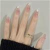 Kaiperala 24 unghie finte lunghe a bara, a pressione, a pressione, colore rosso e bianco, sfumate con strass, colla rimovibile su acrilico, accessori per unghie finte per donne e ragazze