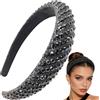 Traziewell Cerchietto per capelli da donna con strass, imbottito, stile barocco, alla moda, per feste, balli, corona, accessori per capelli, nero, H60138