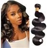 HeioWuio Extension di capelli umani, #1B, colore nero naturale, ondulati, 1 fascio, 100 g, 30,5 cm