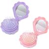 Rainway 2 mini spazzole per capelli a forma di conchiglia, rotonde da viaggio con specchio, pratico pettine pieghevole da donna, portatile, spazzola per massaggio alla testa, piccola spazzola per capelli da