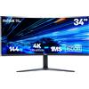 Nilox MONITOR 34" NXM344KD11 ULTRAWIDE 4K CURVO 144HZ 2HDMI 2DP 1MS MMDIA Monitor PC 86,4 cm (34") 3440 x 1440 Pixel UltraWide Quad HD LED Nero [NXM344KD11]