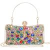 QUARKZMAN Borsette Serali Per Donna, Borsa A Tracolla Con Cristalli E Pietre Strass Con 2 Catene Per Matrimonio Festa Serale Weekend, Colore Oro Colorato