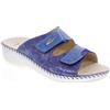 Riposella VIVW6430 Sandali Ciabatte Confort Donna Viviana Pelle Blu Tacco Zeppa 4Cm Suola Gomma