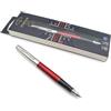 Parker Jotter - Penna stilografica in acciaio INOX, con pennino medio, colore: rosso laccato - London Edition