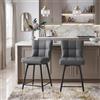 Bekrvio Set di 2 sgabelli da bar girevoli con schienale, spessi (10 cm), imbottiti in similpelle, altezza seduta 65 cm, sgabello con gambe in metallo e poggiapiedi per cucina