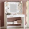 Hzuaneri 100cm Toeletta da Trucco, con specchio e luce LED, Moderno con Specchio, Postazione Make-up con Mensole Aperte e 2 Cassetti, per camera da letto, soggiorno, 40 x 100 x 149 cm, Bianco DT38703X