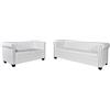Keketa Chesterfield - Divano a 2 posti e 3 posti, in ecopelle, colore: Bianco