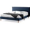 EVERGREENWEB MATERASSI & BEDS EVERGREENWEB - Letto Matrimoniale con Materasso 160x200 alto 20 cm in Waterfoam Flex, Base Letto 12 Doghe in Legno + 2 Cuscini in Fiocco Memory Foam GRATIS, Elegante Testata Rivestimento Tessuto Blu