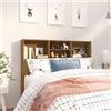 sephironlbb Testiera con ripiani, effetto rovere, 120 x 19 x 103,5 cm, montaggio a parete per camera da letto, libreria, testiera, supporto e spazio per letto matrimoniale
