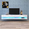 REXO Mobile basso per TV con illuminazione a LED, 140 x 40 x 30,5 cm, bianco, di alta qualità, molto spazio per il soggiorno