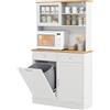 RELAX4LIFE Mobile per Pattumiera da 38 L, Armadio Alto da Cucina con Spazzatura Ribaltabile, 3 Ripiani Regolabili e 2 Cassetti Estraibili, Credenza per Rifiuti per Cucina e Sala Da Pranzo
