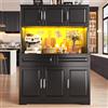JCFEIDQW Armadio alto, buffet, mobile da cucina, vetrina da terra, credenza con controllo, ripiani regolabili con piano di lavoro, con illuminazione, 108 x 40 x 180 cm (nero)